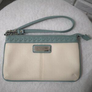 Franco Sarto Faux Leather Cream & Green Ladies Lined Wristlet